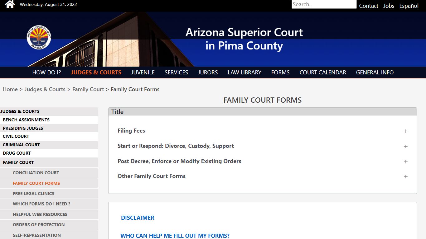 Family Court Forms - Pima County, Arizona