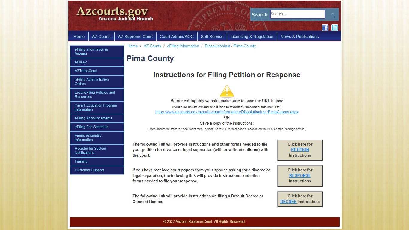 eFiling Information > DissolutionInst > Pima County